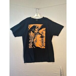 Nintendo Legend of Zelda Link Graphic T-Shirt Mens Large Black Orange Gaming Tee